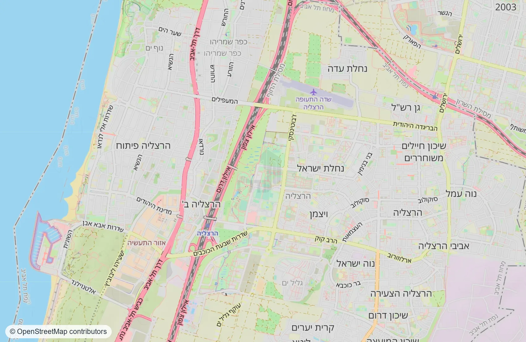 מפת שכונות הרצליה